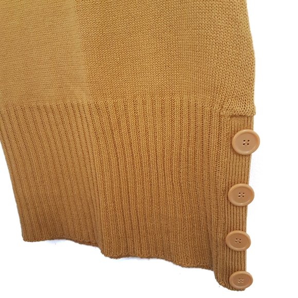 Red Paint Mustard Yellow Knit Sweater Dress Top, S - Picture 5 of 9
